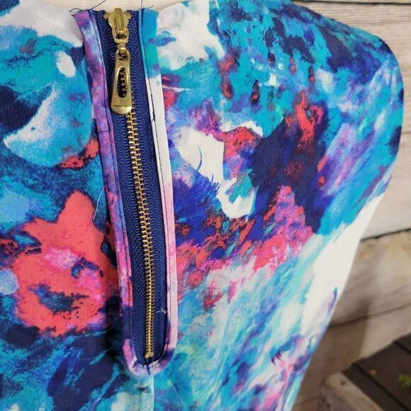 Cynthia Rowley 100% Silk Watercolor Sleeveless Shift Dress 6 - Picture 4 of 7